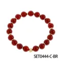 Pulsera de cuentas de piedra roja con separadores dorados y cuenta central, joya elegante. - Pulsera De Ágata Roja Nanshan
