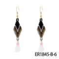 Bohemian beaded tassel earrings, handcrafted diamond-shaped colorful dangle earrings. - Standard Style (ER1845-B-6)