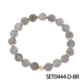 Pulsera de cuentas de piedra natural con espaciadores de metal dorado y abalorio vintage elegante. - Pulsera de Labradorita
