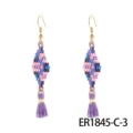 Boho beaded tassel earrings handmade geometric diamond drop earrings for women vacation - Standard Style (ER1845-C-3)