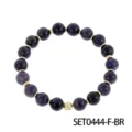 Pulsera de cuentas de piedra natural con espaciadores metálicos dorados y abalorio esférico. - Pulsera de Iolita