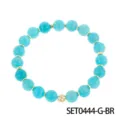 Pulsera de cuentas de piedra natural con separadores dorados y abalorio de estilo vintage. - Pulsera de Amazonita