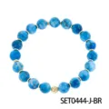 Pulsera de cuentas de piedra natural azul con separadores dorados estilo vintage chic - Pulsera De Apatita Larimar
