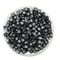 6x6mm black acrylic square letter beads for DIY handmade jewelry bracelets detail view - 6*6mm / Black and White