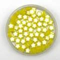Acrylic double-color transparent flower beads detail, perfect for DIY jewelry craft making. - Yellow