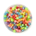 Acryl quadratische Buchstaben Perlen Detail Ansicht bunt transluzent Alphabet Perlen DIY. - 6*6mm / Transparent Bunter Hintergrund Weiße Buchstaben