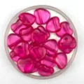 Close-up detail of translucent pink heart-shaped acrylic beads with horizontal hole for DIY crafts. - Transparent Rose Red