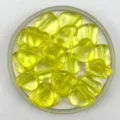 20mm yellow acrylic heart beads detail shot, perfect for DIY bracelets and children's jewelry. - Transparent Yellow