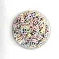 Close-up view of colorful square heart acrylic beads inside clear container, perfect DIY jewelry. - 6*6mm / White Base Colored Letter