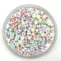 Acrylic white colorful alphabet beads for DIY crafts jewelry making, colorful letter charms. - 4*7mm / White Base Colored Letter