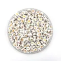Acrylic letter beads 4x7mm gold alphabet white beads for DIY handmade jewelry making necklace - 4*7mm / White with Gold Print