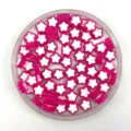 Acrylic pink and white flower beads detail shot, perfect for children DIY craft accessories. - Rose Red