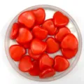 Red heart acrylic beads detail shot, perfect for DIY jewelry craft and handmade bracelets - Solid Red