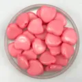 Pink acrylic heart beads with horizontal holes, perfect for DIY jewelry making and kids crafts. - Solid Pink