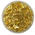 Gold metal alphabet letter charms bulk set in container top view for DIY jewelry making crafts - 12mm / Gold