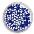 Blue white heart beads detail view, 4x8mm transparent DIY charm loose beads for bracelet making - Blue