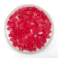 Red flat round spacer beads detail shot, perfect for DIY phone case and jewelry accessories. - 6*1.3mm / Rose Red
