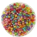 Close-up detail of 6mm colorful faceted acrylic crystal wheel beads with AB finish for DIY crafts. - Transparent Mixed Colors AB