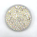 White flat round acrylic beads featuring gold heart pattern for DIY handmade bracelets jewelry. - 4*7mm / White with Gold Print