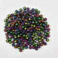 Acrylic black round beads with colorful heart patterns for DIY handmade bracelets. - 4*7mm / Black with Multicolor Pattern