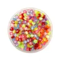 Colorful acrylic alphabet beads detail shot, translucent letter beads for DIY handmade craft. - 4*7mm / Transparent Colorful Background White Letters
