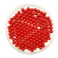 Close-up of vibrant red solid acrylic round beads in a transparent tray, ideal for DIY crafts. - 6mm / Red