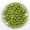 Acrylic frosted wrinkle round beads for DIY jewelry making accessories detail view. - Grass Green
