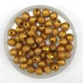 Gold acrylic frosted wrinkle beads, detail view of round DIY jewelry making accessories. - 8mm (2000 Pcs) / Orange Red