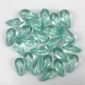 Detailed close-up of light blue teardrop acrylic beads, transparent DIY jewelry accessory. - Lake Blue