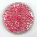 Acrylic crackle bead detail view, pink splatter design transparent DIY bracelet bead for jewelry crafting. - 10mm / Rose Red