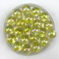 Detail shot of yellow mermaid glitter round beads with AB coating, perfect for DIY crafts items. - 12mm / Yellow