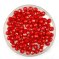 Red 32-faceted acrylic beads detail shot, perfect for DIY jewelry making accessories. - 6mm / Red