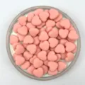 Pink matte acrylic heart loose beads DIY straight hole macaron love charm bracelet accessory detail - 12mm / Coral