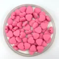 Pink matte heart loose beads for DIY handmade bracelets, necklaces and jewelry accessories - 12mm / Rose Red