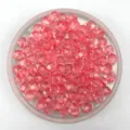 Close up of pink acrylic crystal faceted beads detail for DIY jewelry making parts - 6mm / Pink
