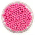 Pink solid acrylic round holeless beads detail shot, smooth surface, ideal for DIY crafts. - 6mm / Peach