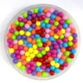 Colorful acrylic solid round beads set in transparent tray for DIY crafts, toy marbles. - 6mm / Dark Mixed Colors