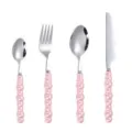 Stainless steel western cutlery set with pink pearl bubble handles, luxury knife fork spoon - Dinner Knife / Lotus Petal Pink