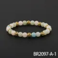 Vintage pastel kralen armband met holle gouden afstandshouders, stijlvolle elastische sieraden. - Stijl Een (BR2097-A-1)