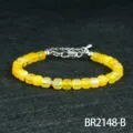 Gele gefacetteerde steen kralen armband met metalen verlengketting, modieus sieraad. - Gele Stijl (BR2148-B)