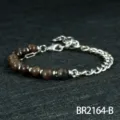 Modieus halfedelsteen metalen ketting paar armband in Europese stijl voor dagelijks gebruik - Koffie Houtnerf Steen Stijl(BR2164) / tan