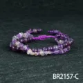 Handgemaakte paarse kristal edelsteen kraal verstelbare gelaagde armband voor dagelijks gebruik - Amethist Stijl (BR2157-C)