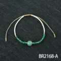 Handmade green beaded bracelet with Miyuki seed beads and adjustable braided cord. - Style A (BR2168-A)