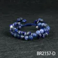 Handgemaakte blauwe edelsteen kralen geweven armband met verstelbaar koord voor dagelijks gebruik. - Blauwe Adersteen Stijl (BR2157-D)