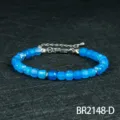 Blauwe gefacetteerde edelsteen kralen armband met metalen verlengketting voor dames - Blauwe Stijl (BR2148-D)