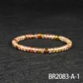 Retro bohemian style beaded bracelet with colorful stone and gold spacer beads for women. - Gold-Watermelon Leather Style (BR2083-A-1)