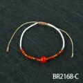Handmade beaded bracelet with red agate and white miyuki beads chic stylish jewelry - Style C (BR2168-C)