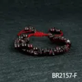 Handgemaakte Halfedelsteen Kralen Armband Rode Gevlochten Touw Stapelbare Sieraden - Granaat Stijl (BR2157-F)