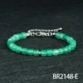 Groene gefacetteerde natuurstenen kralenarmband met zilveren sluiting, retro polssieraad. - Groene Stijl (BR2148-E)