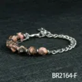Halfedelsteen en zilveren ketting armband, trendy gelaagde polssieraad sieraden variant. - Roze
